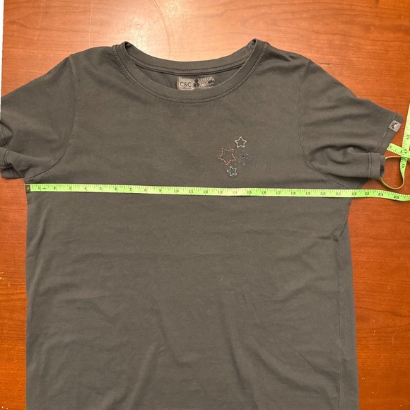 C & C California tee XL black sand star embroidered Kris vintage crew slim - Picture 10 of 11